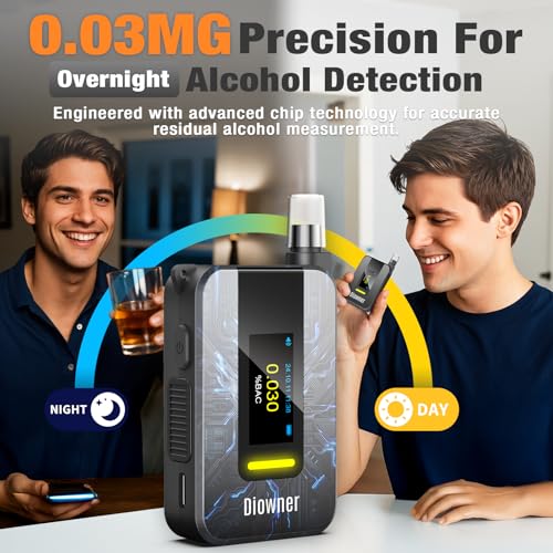 DIOWNER Breathing Alcohol Breathalyzer, 2025 Quality Mouthpieces D1000 - Black - Like New