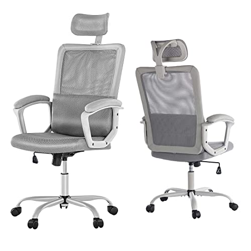 JHK Ergonomic High Back Mesh Lumbar Computer Rolling Task Office Chairs - Gray - Like New