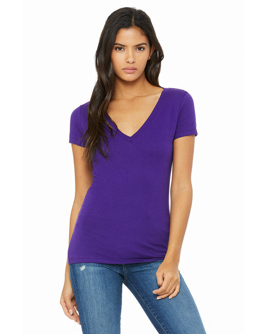 B6035 Bella Ladies' Jersey Short-Sleeve Deep V-Neck T-Shirt New