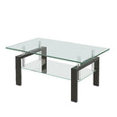 SMARTIK Glass Coffee Table Rectangle 2-Tier Tea Tables B0C9P7GHWX - Clear Top - Brand New