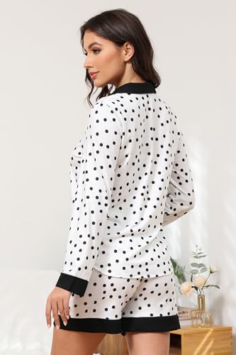 FKEEP BUTTON DOWN PAJAMAS SET WOMEN TWO-PIECE SATIN SILK SLEEVES SHORTS - XL - Brand New