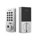 PHILIPS SATIN NICKEL SINGLE CYLINDER ELECTRONIC DEADBOLT WITH LEVER SET - NICKEL - Like New