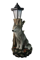 DWK 17" Illumined Wolf Hand Painted Sculpture Solar Lantern - B01BW9FXMC - Brand New
