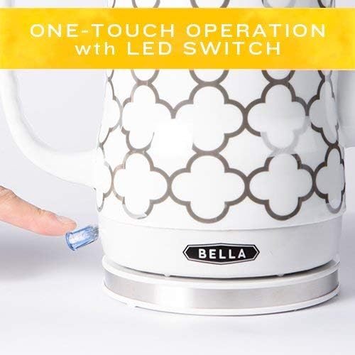 BELLA Electric Kettle & Tea Pot , 1.2 Liter - Silver Tile Pattern - Like New