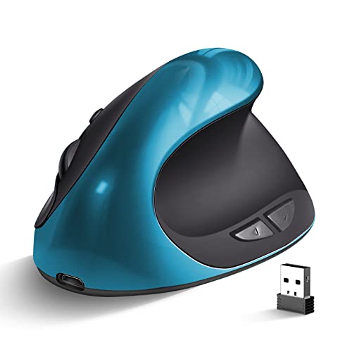 Woddlffy Ergonomic Mouse Rechargeable Wireless Vertical Mice RAAVEE - Blue Like New