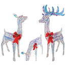 TOP TREASURES 3-PIECE IRIDESCENT REINDEER FAMILY - LIGHTED DEER SET - Like New