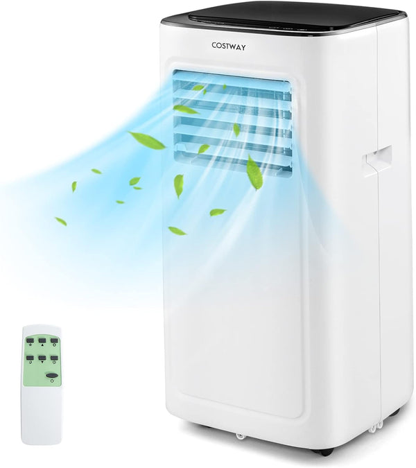 COSTWAY Portable Air Conditioner with Built-in Dehumidifier, 9000 BTU - WHITE - Like New