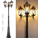 PARTPHONER BLACK ROMAN OUTDOOR LAMP POST TRIPLE HEAD ALUMINUM - Scratch & Dent