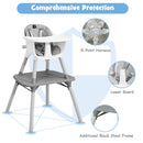 BABYJOY 4 IN 1 BABY HIGH CHAIR CONVERTIBLE TODDLER TABLE CHAIR SET - GRAY - Like New