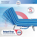 Rio Beach Portable Folding Backpack Beach Lounge Chair ‎ABPL-1813-1 -Blue Stripe - Brand New