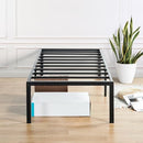 OLEESLEEP 18 INCH HEAVY DUTY STEEL SLAT ASSEMBLY PLATFORM BED, TWIN - BLACK - Like New