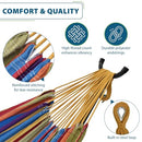 Vivere Double Cotton Hammock with Space Saving Steel Stand UHSDO9-20 - TROPICAL - Like New