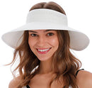 SIMPLICITY WOMEN'S SUMMER FOLDABLE WIDE BRIM BEACH HATS STRAW - WHITE - Like New