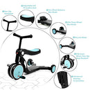 Beberoad Roadkid Plus 5 in 1 Multifunctional Scooter Tricycle Balance Bike -Blue - Brand New