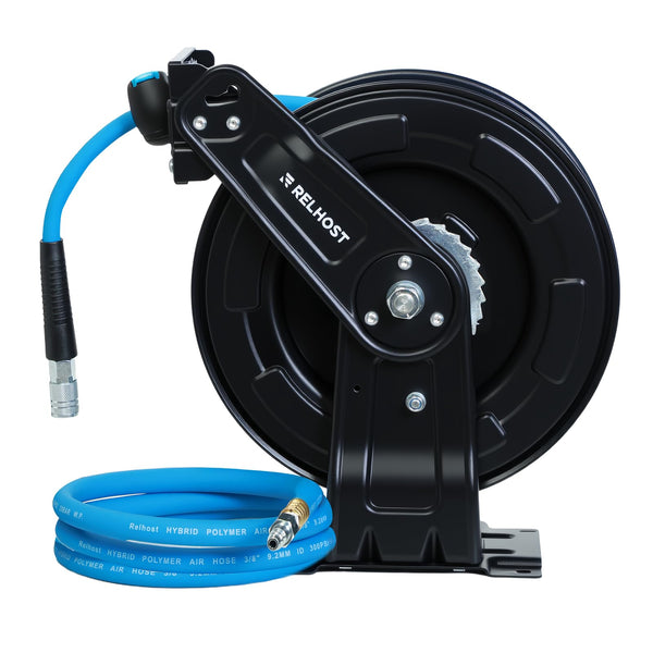 RELHOST RETRACTABLE AIR HOSE REEL 50FT, 3/8" HOSE 300 PSI - Scratch & Dent
