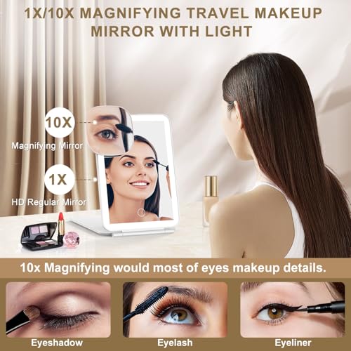 MOCADO LED FOLDABLE TRAVEL MAKEUP MIRROR - WHITE - Like New