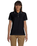 Devon & Jones Ladies Pima Piqué Short-Sleeve Tipped Polo, Medium, BLACK/WHITE - Like New