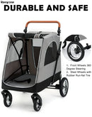Kenyone Foldable Jogger 4 Wheels Pet Stroller Large Dogs - Gray - Like New