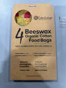 WAXWRAP BEESWAX ORGANIC COTTON FOOD BAGS - 4 BAGS - 2 SNACK BAGS 2 SANDWICH BAGS - Brand New