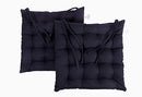CANNANORE WEAVES Black Chair Pad Seat Cushion with Strings, Set of 2 - Brand New