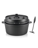 DARTMOOR 9 QUART PRE-SEASONED CAST IRON DUTCH OVEN W/LID/LIFTER TOOL- BLACK - Like New