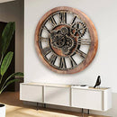 HOIBAI LARGE WALL CLOCK 24 INCH CLOCKS FOR LIVING ROOM DECOR - STEAMPUNK BROWN - Like New