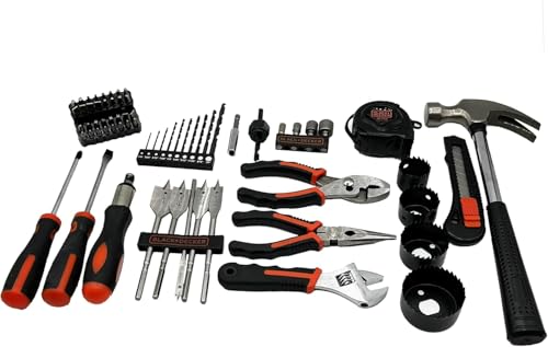 BLACK+DECKER 65 PIECE HOME REPAIR TOOL SET WITH TOOL BAG - BLACK/ORANGE - Like New