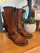 PIKOLINOS WOMEN'S BROWN LACE-UP MID-CALF LEATHER BOOTS BUCKLE SIZE: 8.5 - BROWN - Like New