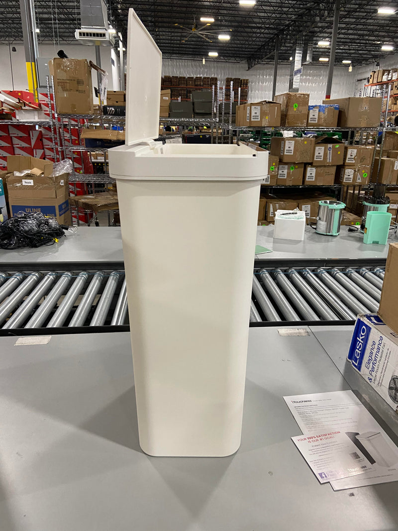 ITOUCHLESS PRIME 13.2 GALLON SENSOR TRASH CAN, SP13WW, WHITE PLASTIC Like New