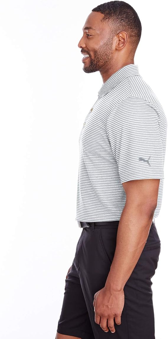 596804 PUMA Golf Men's Performance Striped Polo Golf Shirt - QUARRY HEATHER 2XL Like New