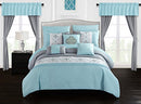 Chic Home BCS06714-AN Emily Comforter Set (20 Piece), King, Aqua Blue - Like New