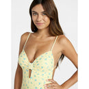 NO BOUNDARIES FEMME FLORAL PRINT ONE-PIECE SWIMSUIT SIZE LARGE 12-14 - YELLOW - Brand New