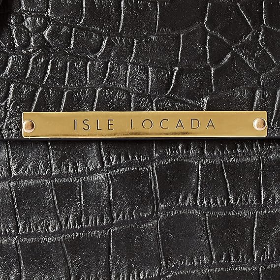 ISLE LOCADA BY HIDESIGN WOMEN'S TRAVEL LEATHER CROSSBODY HANDBAG - BLACK CROC - Brand New