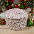 COLONIAL MILLS HOLIDAY WOOL LIDDED CROCK BASKET 14"X14"X8" - RED - Like New