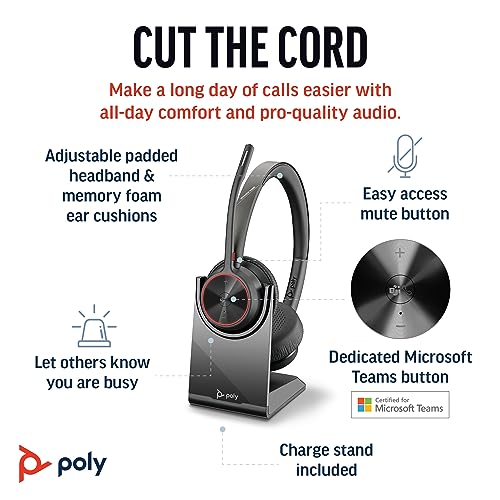 POLY VOYAGER 4320 UC WIRELESS HEADSET CHARGE STAND PLANTRONICS VA4320 - BLACK - Like New