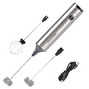 JOUEURER Kitchen Milk Frother 2 Heads USB C Fast Charging 3-Speed - Steel - Like New