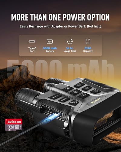 PINTY NIGHT VISION GOGGLES 4K UHD DIGITAL VISION SCOPE WITH 5X ZOOM 5000 MAH - Like New
