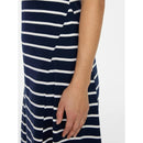 TIME AND TRU WOMEN'S SEAMED COTTON MIDI DRESS - SIZE: WOMEN M - DARK NAVY STRIPE - Brand New