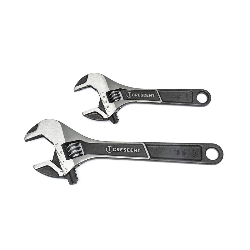 CRESCENT METRIC AND SAE WIDE JAW ADJUSTABLE WRENCH SET ASSORTED 2PC - BLACK - Brand New