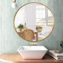NEUTYPECHIC 28" ROUND MIRROR CIRCLE MIRRORS WALL BATHROOM - GOLD - Like New