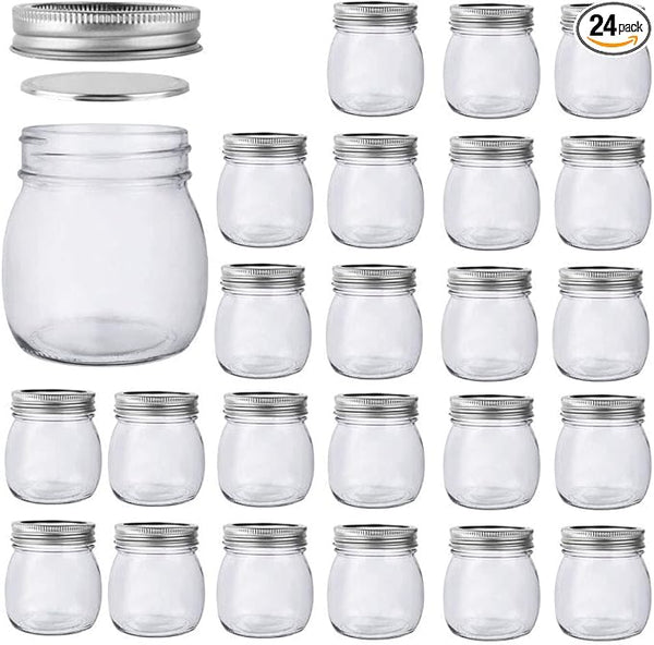 Betrome 10oz Mason Jars 24Pack 300ml Glass Canning Jars Regular Mouth Lids CLEAR Like New