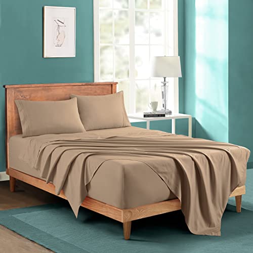 Manyshofu Extra Deep Pocket Queen Sheet Sets 4 Piece - Khaki - Like New