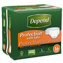 Depend Protection with Tabs Maximum Absorbency Large 16 Count Pack of 3 - Brand New