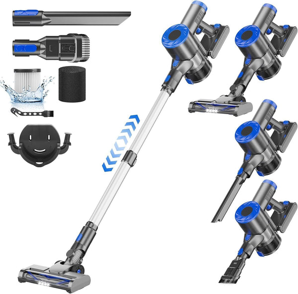 HOTAWELI Cordless Vacuum Cleaner 6in1 Powerful Suction Stick Vacuum - Gray/Blue Like New