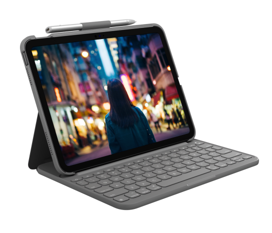 LOGITECH SLIM FOLIO 10.9 APPLE IPAD 10TH GEN CARRYING CASE - OXFORD GRAY - Brand New