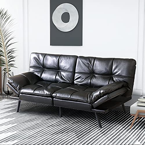IULULU FUTON SOFA BED, CONVERTIBLE MEMORY FOAM FUTON COUCH BED SF-267PU-BK BLACK - Like New