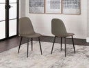 Sunset Trading Leda Dining Chairs | Matte Black Metal Tapered Legs | Mocha Brown - Like New