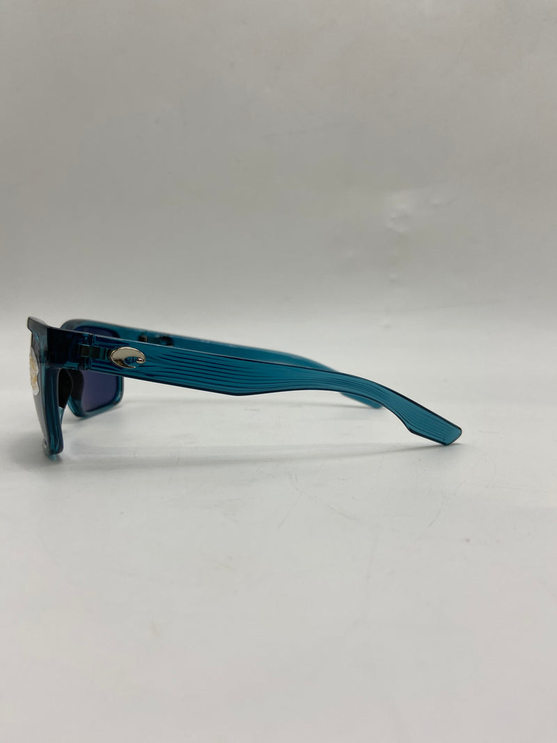 COSTA DEL MAR WOMENS PALMAS RECTANGULAR SUNGLASSES TEAL/GREY SILVER MIRRORED - Like New