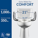 Bemis Assurance 3" Raised Toilet Seat with Handles Elongated B083Y4M7YH - Brand New