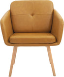 ‎CANGLONG FAUX LEATHER SIDE CHAIR UPHOLSTERED ARM DINGING CHAIR - ‎LIGHT BROWN - Like New